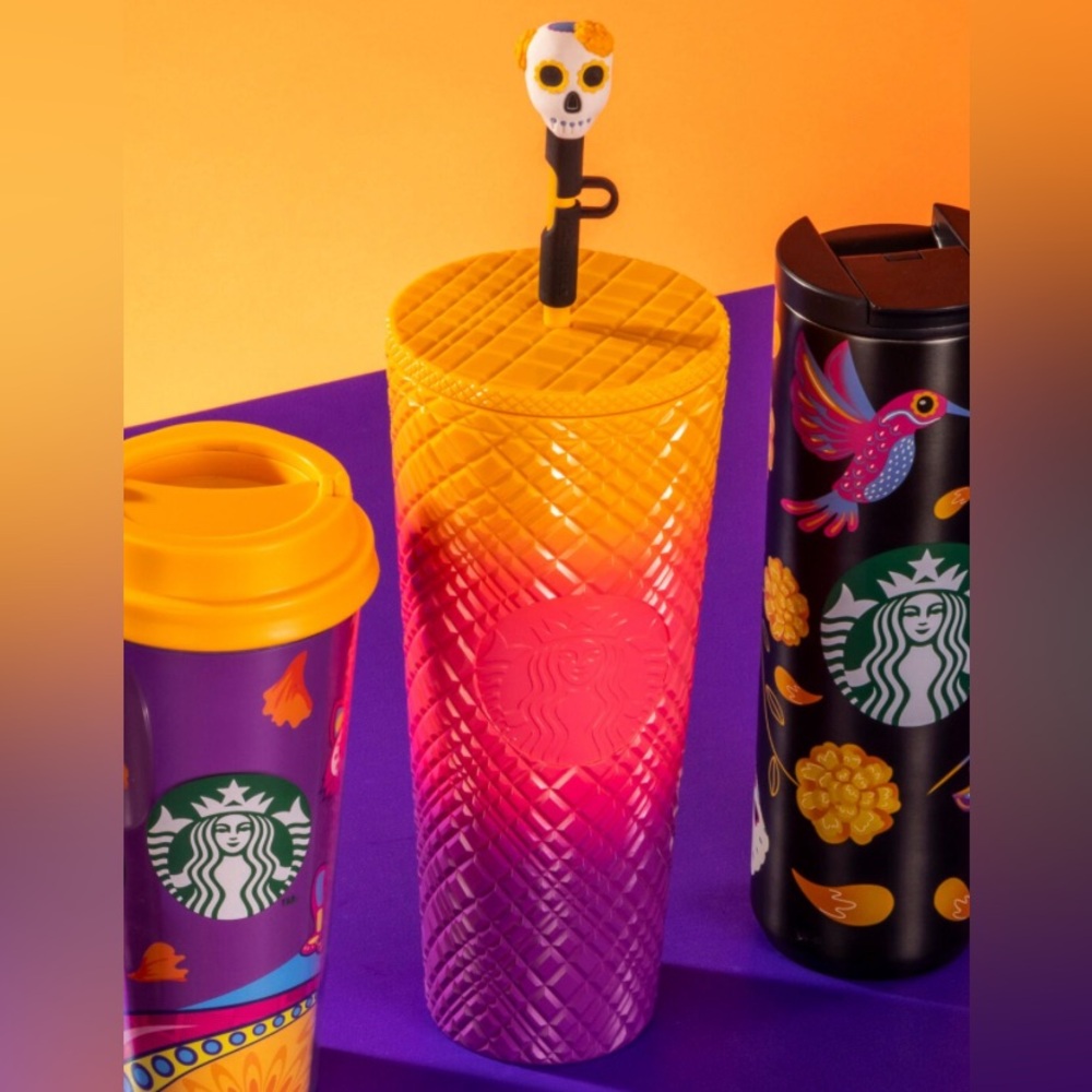Starbucks Dia de los Muertos Cold Cup and Straw